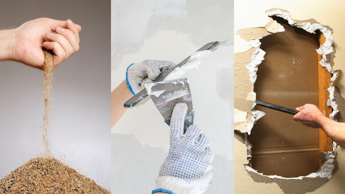 Sand, spackling, and sheetrock compound examples as texture mediums for textured paint