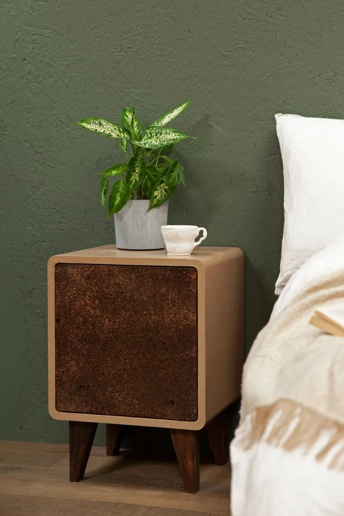 Bedside Table, Recycled, Waste Coffee Husk, Sustainable Eco-Friendly, Designer