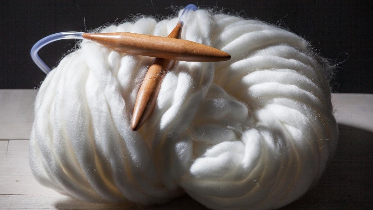 Bundle of thick white yarn